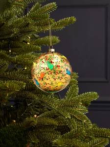 Hand-Painted Kashmiri Paper Mache Christmas <b>Tree</b> <b>Ornament</b> – Floral & Bird Design - Product Image 3