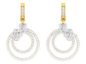 Pendientes de Lujo con Doble Círculo Chapado en Oro y Circonita Cúbica Floral para Mujer, Regalo de Joyería para Bodas y Fiestas - Product Image 2