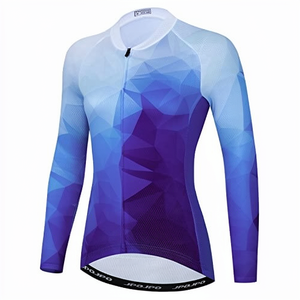 WARPRO INDUSTRY Red Latex Long Sleeve Non-Slip Quick Dry 220g Unisex <b>Cycling</b> Jersey with Geometric Pattern and Full Zip Front - Product Image 5