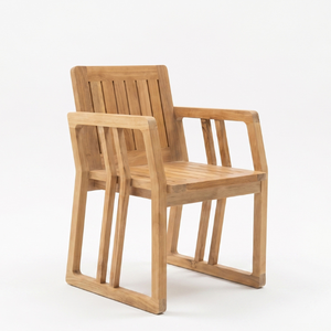 Fauteuil d'extérieur moderne en teck massif avec lattes, design écologique et durable, couleur personnalisable pour usage intérieur/extérieur - Product Image 1