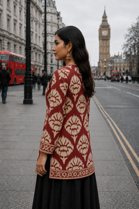 Women's Winter <b>Jacket</b> with Hand Embroidered Suzani Design <b>White</b> Fabric Bridesmaid Gift or Women's Clothing OEM ODM Bulk Sale - Product Image 2