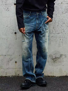 Pantalones Vaqueros de Pierna Recta para Hombre, Estilo Urbano, Color Azul Claro, Premium, Casuales - Product Image 3