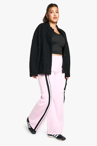 Pantalones deportivos de mujer, color rosa, con franja lateral de tricot, tejido de felpa suave, pantalones de chándal para mujer, pantalones y pantalones de vestir para mujer, más vendidos. - Product Image 4