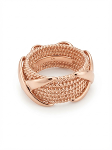 Rose Gold Plated Eco-Friendly <b>Brass</b> Braided Statement <b>Ring</b> Textured Fashion Band for Women Party Jewelry - Product Image 3