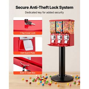 Triple Compartment <b>Candy</b> Vending <b>Machine</b> with Stand Gumball <b>Candies</b> Vendings Built-In <b>Candy</b> <b>Machine</b> Product Category - Product Image 6