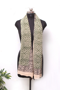 Eco-Conscious Green Bagru Print Cotton Beach <b>Sarong</b> – Boho Chic Hand Printed Pareo – Minimalist Summer Resort Wrap. - Product Image 4