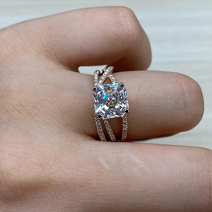 แหวนเพชรทรง Asscher 1 กะรัต ชุบทองคำขาว 14K สำหรับเธอ พร้อมใบรับรอง IGI ขายดี - Product Image 2