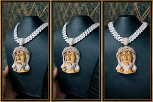 Cadena con Colgante de Jesús Chapado en Oro de Primera Calidad, Estilo Iced Out, para Eventos Nocturnos, Moda y Regalos, Disponible para la Venta - Product Image 3