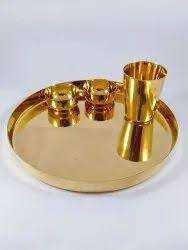 Service de table chinois traditionnel de luxe Bold Blossom en laiton, fait main, poli brillant, 3 mini-bols, assiette en verre, pour mariage, compatible lave-vaisselle - Product Image 3