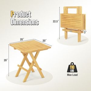 Tavolino Pieghevole da Esterno per Patio con Gambe a X e Piano a Doghe - Product Image 4