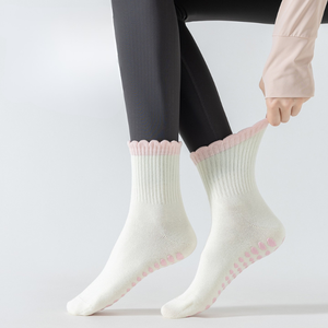 <b>Custom</b> Logo Pilates <b>Socks</b> with <b>Grips</b> for Women Cute <b>Grip</b> <b>Socks</b> for Yoga Home Workouts High Quality Cotton Sports <b>Socks</b> - Product Image 4
