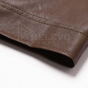 Nouvelle veste en cuir marron pour homme, style moto, coupe ajustée, col rabattu, fermeture éclair sur le devant, logo, vêtement d'automne - Product Image 6