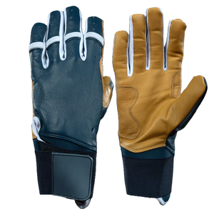 Protège-mains de frappeur en cuir véritable supérieur, antidérapants, avec paume collante, pour protection au baseball, fermeture auto-agrippante - Product Image 1