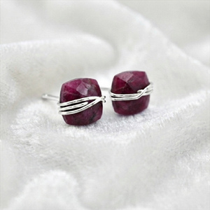 Handmade Geometric Cushion Cut <b>Peridot</b> Quartz Wire Wrapped Stud <b>Earrings</b> Dainty Minimalist Engagement 18K <b>Gold</b> Plated - Product Image 4