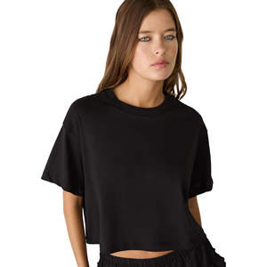 Top Corto de Algodón a Cuadros para Mujer, Moderno, Casual, Suave, Elástico, Ecológico, Transpirable, de Manga Corta, para Verano - Product Image 1