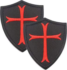 2 Parches Bordados de Cruz de Caballeros Templarios con Gancho y Bucle (Camuflaje) - Product Image 3