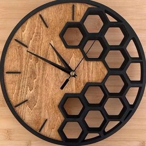 Horloge murale en bois et résine à aiguilles en quartz, finition grain naturel, décorative pour la maison, la chambre, la salle à manger, le bureau, le salon - Product Image 4