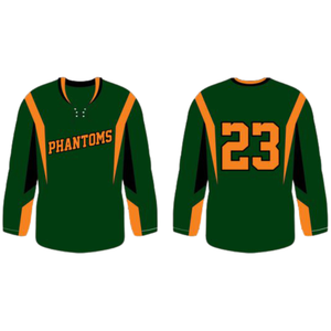 Maillot de hockey sur glace personnalisé fabriqué en usine, impression par sublimation, maille premium, patchs en sergé brodés, style col en V pour adultes et enfants - Product Image 1