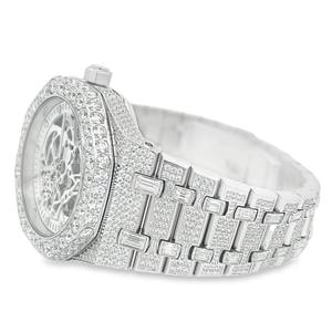 Reloj Mecánico de Lujo con Caja Octogonal de Acero Inoxidable, Fondo Esqueleto con Diamantes y Brazalete - Product Image 2