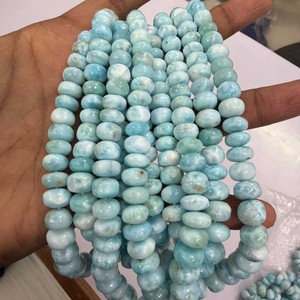 ลูกปัดลาริมาร์ทรงรอนเดลล์สีฟ้าธรรมชาติแบบใหม่มาแรง ขนาด 8-10 มม. อัญมณีคุณภาพดีที่สุด ขายส่ง 16 นิ้ว - Product Image 3