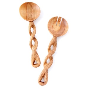 2026 Product Spoons Wood Spoon and Fork Set Wooden Salad <b>Servers</b> with Long Handle Kitchen Accessories Home and Kitchen Use - Product Image 2
