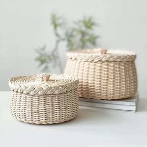 Caja de almacenamiento de ratán, estilo boho chic, cesta contenedora, la mejor oferta, cajas naturales con tapa. - Product Image 6