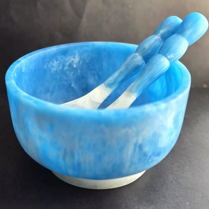 Juego de Tazones para Helado de Resina Roja Marmoleada, Diseño Moderno, Ecológico, Apto para Lavavajillas, con Cuchara y Tenedor a Juego - Product Image 6
