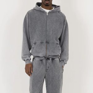 Premium Oversize Men Zipper Tracksuit In Low MOQ Best Quality Men Custom Embroidered 2 Piece Oversize Tracksuit For Sale - Product Image 6