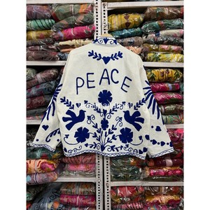 Veste bomber réversible en velours tricoté brodé Suzani, style vintage hippie, automne-hiver, respirante, 100% coton - Product Image 4
