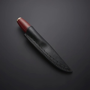 Couteau de chasse/découpe de viande en acier Damas fait main, lame fixe, manche en Micarta, étui en cuir, OEM, multifonctionnel, vente en gros - Product Image 3