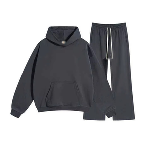 Conjunto Deportivo Informal Unisex con Capucha, Sudadera de Color Sólido y Pantalones Deportivos con Cordón, Corte Holgado, Ropa de Otoño para Adultos - Product Image 5