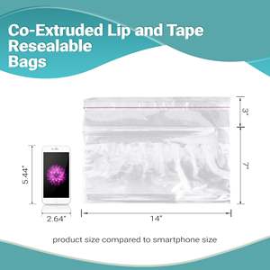 Confezione 1000 sacchetti con nastro a labbro richiudibili trasparente 14X7 + 3 LP 1,25 mil di stoccaggio in sacchetti industriali coestrusi in polipropilene - Product Image 3
