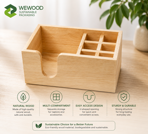 Organizador de Estación de Café de Madera Personalizado OEM ODM con Porta Servilletas y Almacenamiento de Condimentos con Múltiples Compartimentos para Cafetería y Restaurante - Product Image 2