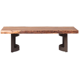 Mesa de Centro de Madera de Acacia con Borde Natural, Diseño Moderno Premium Hecho a Mano, con Patas Metálicas Plegables, de Lujo para Sala de Estar - Product Image 2