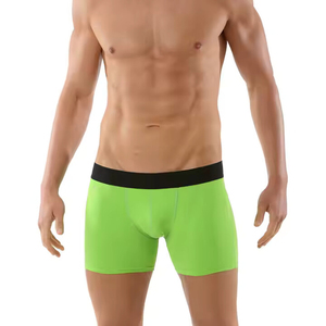 Calzoncillos bóxer de punto para hombre, color liso, tiro medio, sin costuras, de algodón y elastano, verde con cintura negra - Product Image 3