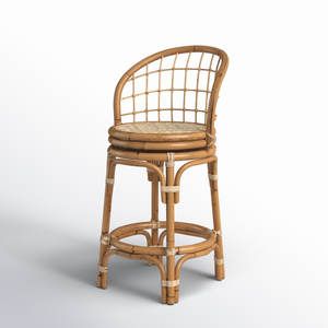 สตูลเคาน์เตอร์ไม้แข็ง24 "แบบหมุนได้พร้อมเฟอร์นิเจอร์ทอสำหรับห้องรับประทานอาหาร - Product Image 4