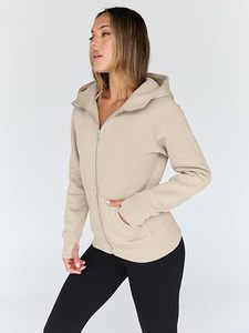 Sweat-shirt à capuche zippé pour femme, coupe classique, couleur unie, en coton et fibre de bambou tricotée, idéal pour l'automne - Product Image 2