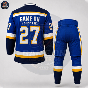 Conjunto de Uniforme de Hockey sobre Hielo con Cuello en V, Ropa Deportiva Personalizada para Equipos, Transpirable, Ropa para Partidos, Impresión por Sublimación, Fabricación OEM/ODM, Bajo MOQ - Product Image 4