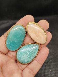 Nueva Llegada: Cabujón de Amazonita con Ranuras de Cobre, Piedra Preciosa Suelta con Propiedades Curativas, para Joyería de Boda, Chapado en Cobre Antiguo - Product Image 3