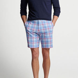 Shorts chino à carreaux personnalisés pour hommes, décontractés, motif écossais, pour le golf, longueur genou, coupe ajustée, bermudas à carreaux, taille boutonnée - Product Image 4