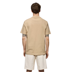 T-shirt à manches courtes col rond pour homme, couleur unie, jersey décontracté, coupe classique, 100% coton, beige - Product Image 2