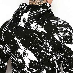 Vente en gros Sweat à capuche pour homme noir et blanc, effet éclaboussures de peinture et délavé, streetwear graphique, logo personnalisé, style hip-hop - Product Image 5