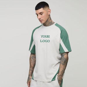 <b>Mens</b> Green and White Raglan Color Block Custom Logo T-<b>Shirt</b> Short Sleeve Crew Neck Casual Cotton Top OEM ODM Wholesale Apparel - Product Image 5