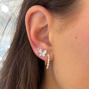 Wholesale Round Lab Grown Diamond Butterfly Stud <b>Earrings</b> 14K 18K Solid Gold Pave Animal Statement Luxury <b>Earrings</b> Everyday Wear - Product Image 4