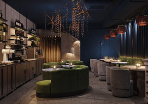 कस्टम आधुनिक लाइट लक्जरी रेस्तरां फर्नीचर सेट हाई बैक ग्रीन घुमावदार आधा सर्कल रेस्तरां सोफा लाउंज बूथ बैठने की जगह - Product Image 3