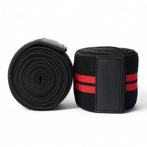 Protège-coudes tricotés à rayures noires et rouges, respirants, protection universelle unisexe, fermeture auto-agrippante, toutes saisons - Product Image 4