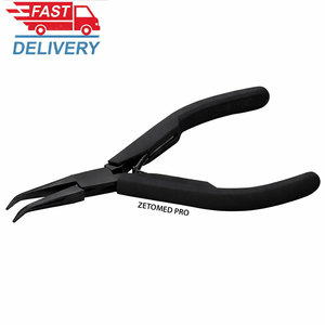 Alicates de Punta Curva ZETOMED PRO, Seguros para ESD, de Acero Inoxidable, con Mango de Plástico, 130 mm, Punta Fina, Ligeros, para Joyería - Product Image 1