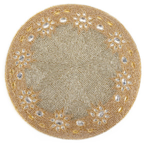 Luxury Kitchen Decor <b>Beaded</b> <b>Placemat</b> Round Pattern Cloth and Polyester for Dining Table Restaurant or Hotel Design - Product Image 1