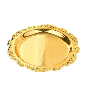 Plateau décoratif en fer doré gaufré, petit plateau à fruits, à gâteaux, à desserts, porte-tasses à thé, plateau de rangement pour bijoux, plateau de service pour la maison - Product Image 2