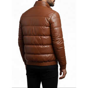 Chaqueta de Cuero de Oveja Marrón Oscuro Hecha a Mano para Hombre, Ajuste Personalizado, Impermeable, de Secado Rápido, con Capucha, Estilo Casual de Invierno - Product Image 5